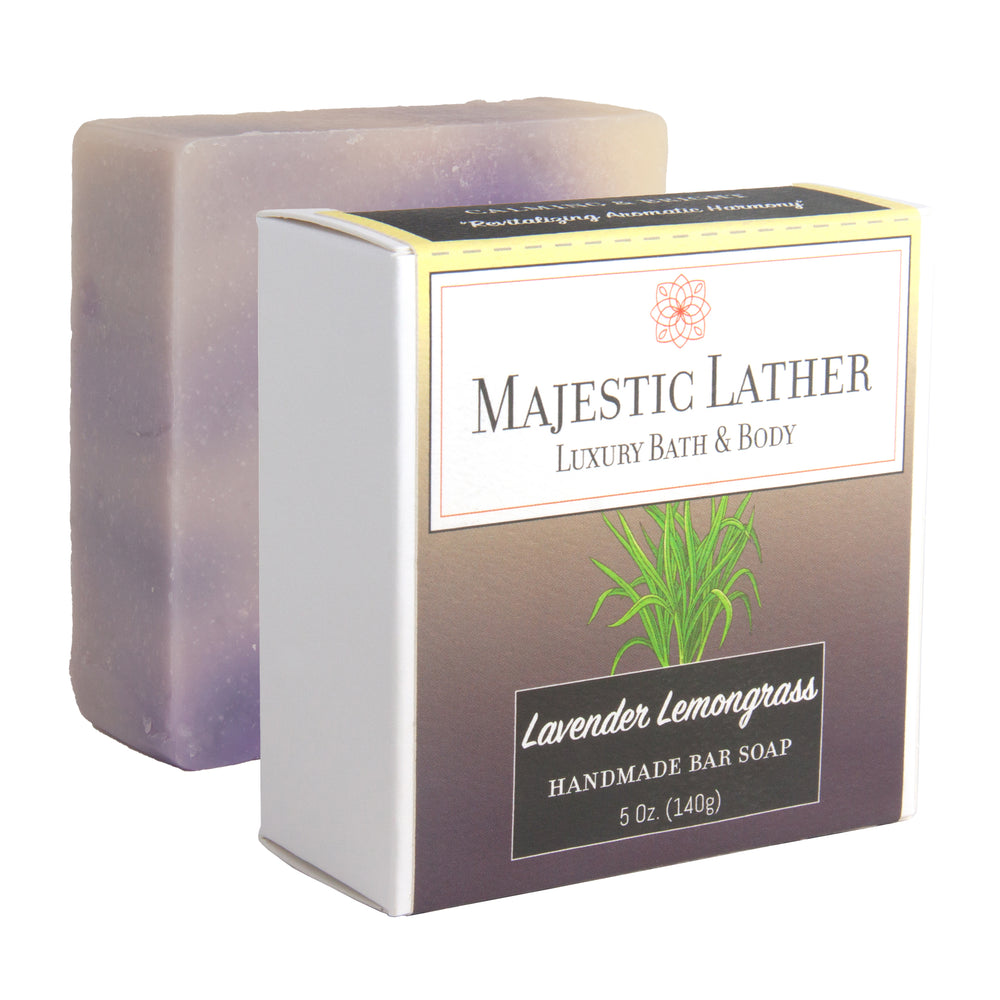 Majestic Lather Lavender Lemongrass Handmade Bar Soap & Box