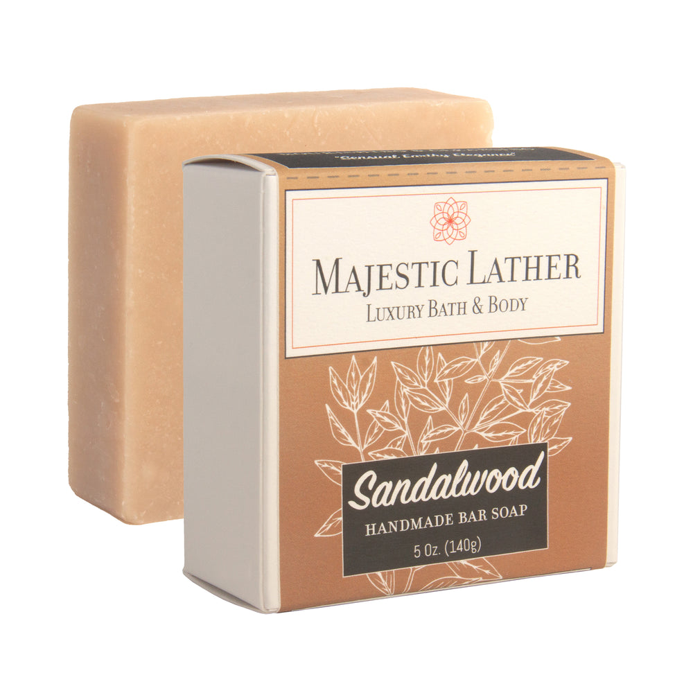 
                      
                        Majestic Lather Sandalwood Handmade Bar Soap & Box
                      
                    