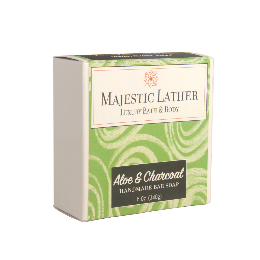 
                      
                        Majestic Lather Aloe and Charcoal Handmade Bar Soap Box
                      
                    