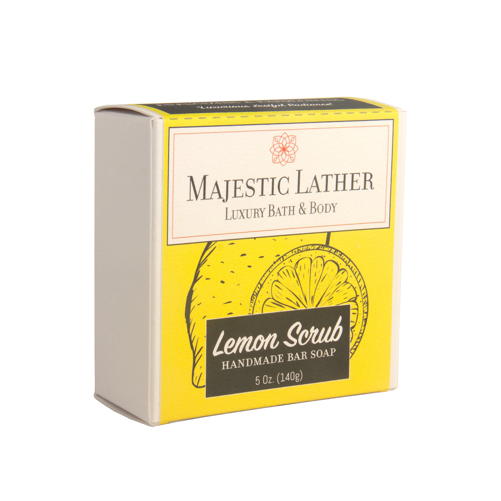 
                      
                        Majestic Lather Lemon Scrub Handmade Bar Soap Box
                      
                    